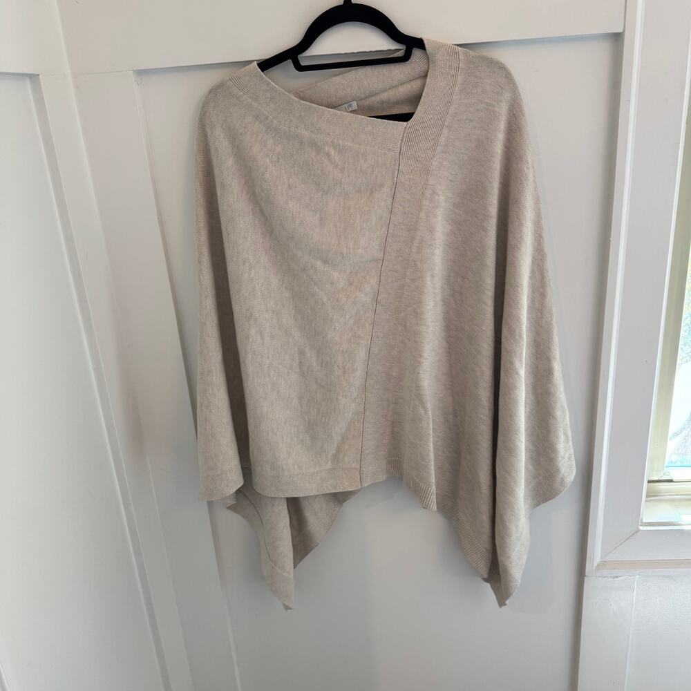J. Jill Cream Poncho One Size Asymmetric Hem Lagenlook Cotton Blend